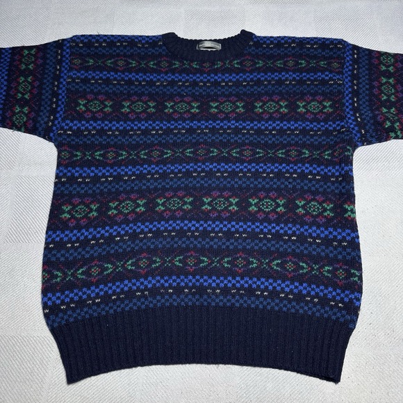 Vintage Lord & Taylor Mens Medium Sweater Fair Isle Shetland Wool Kensington‎ - Picture 2 of 10